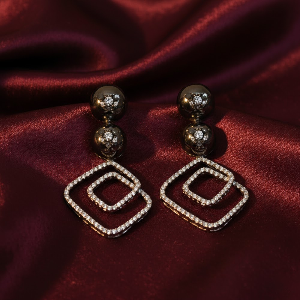 Beautiful Diamond Shape Hangings with Double Bead Studs