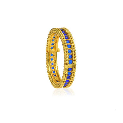 Gold Plated Bangle With Blue Stones