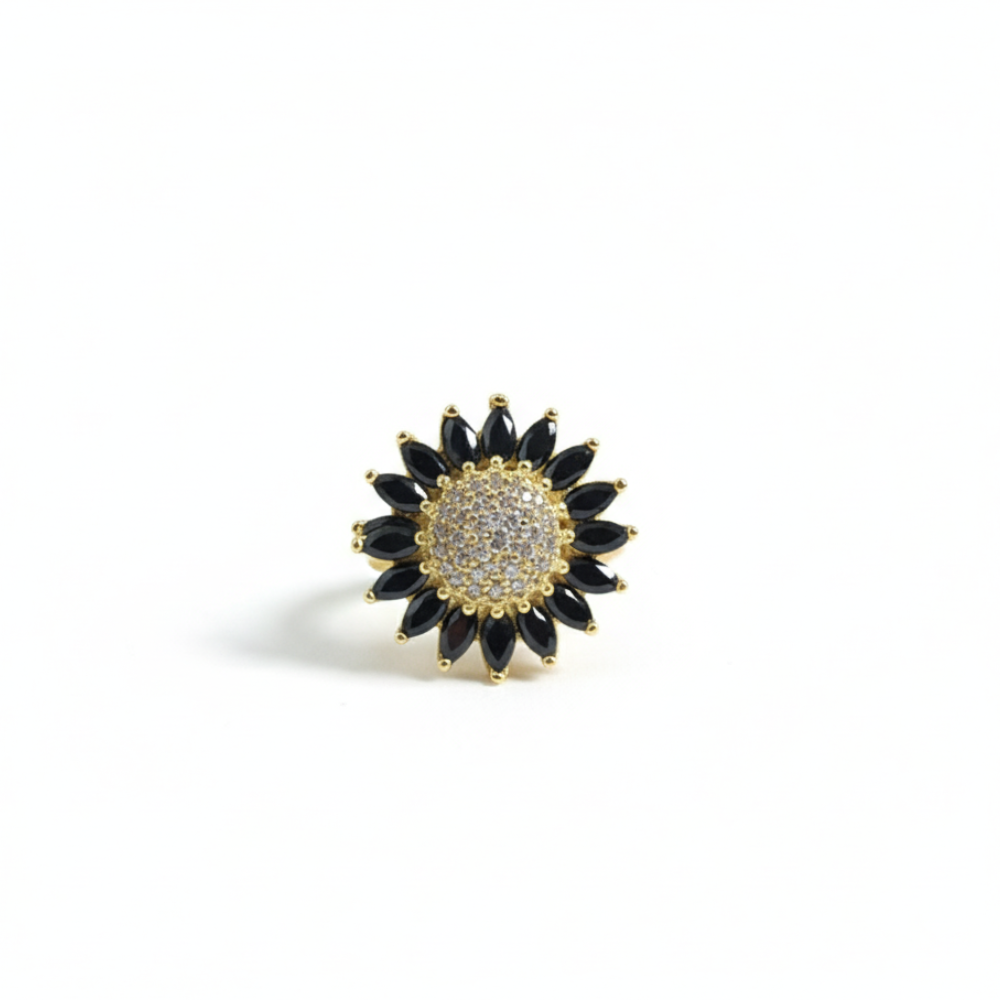 Black & White Zerkon Stone Finger Ring