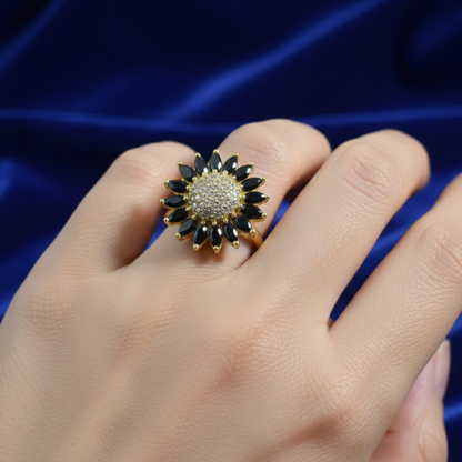 Black & White Zerkon Stone Finger Ring
