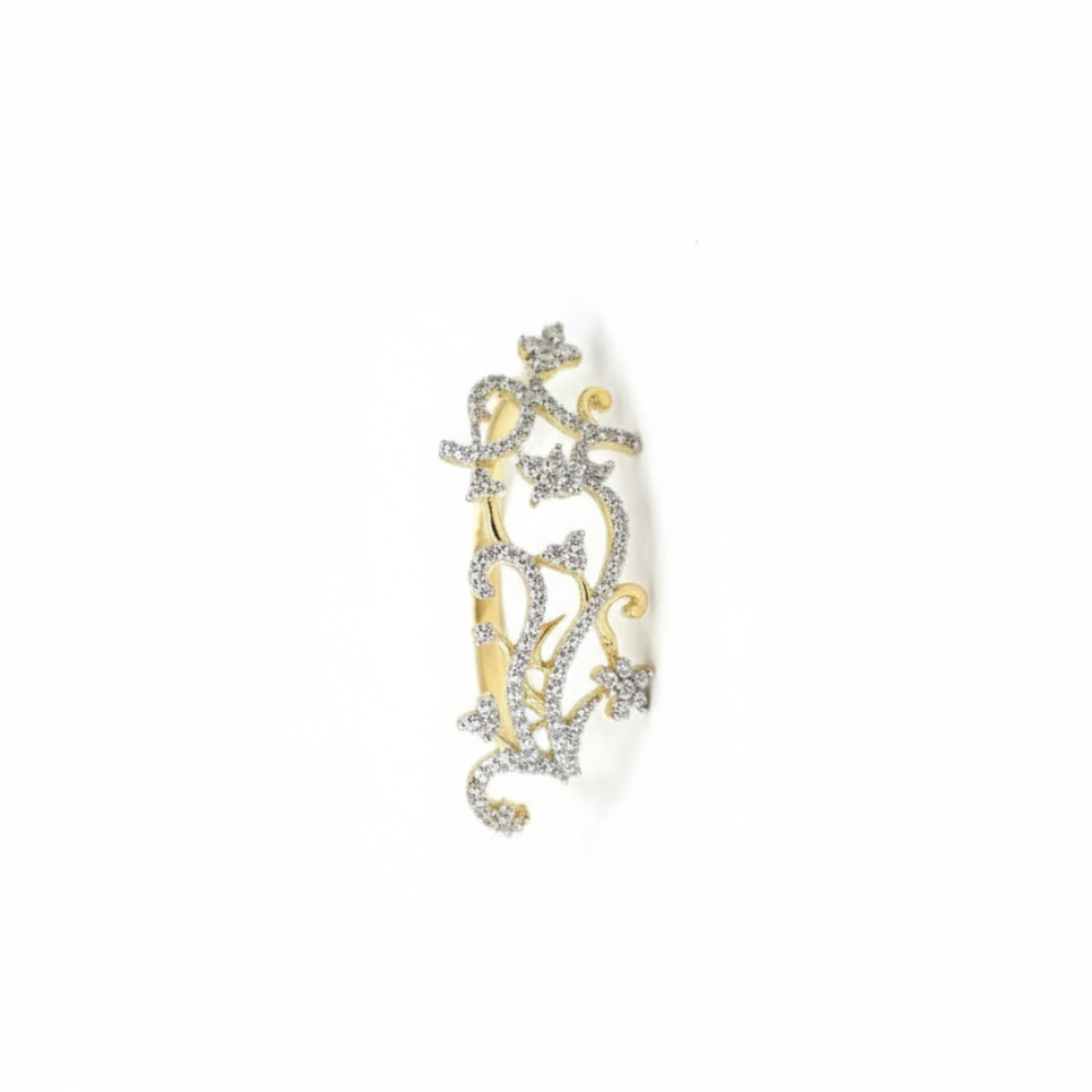 Zerkon Stone Floral Pattern Long RIng