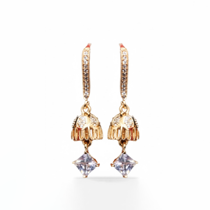 Umbrella Jhumka with White Stones