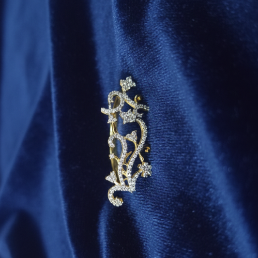 Zerkon Stone Floral Pattern Long RIng