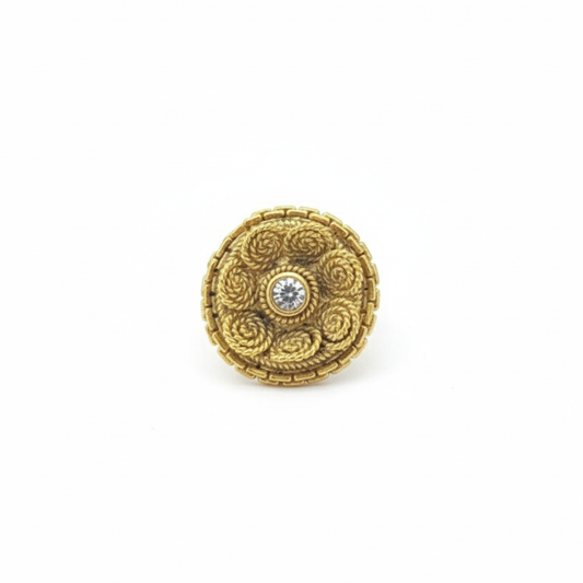 Flower Pattern Small White Stone Finger Ring