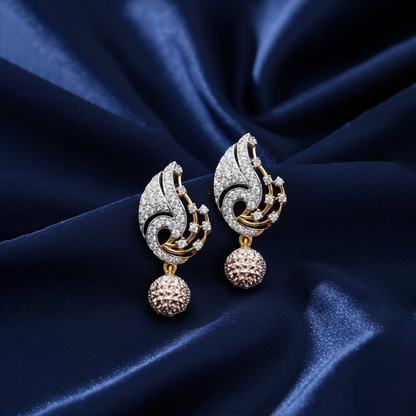 Peacock Studs with Ball Hanging Stones