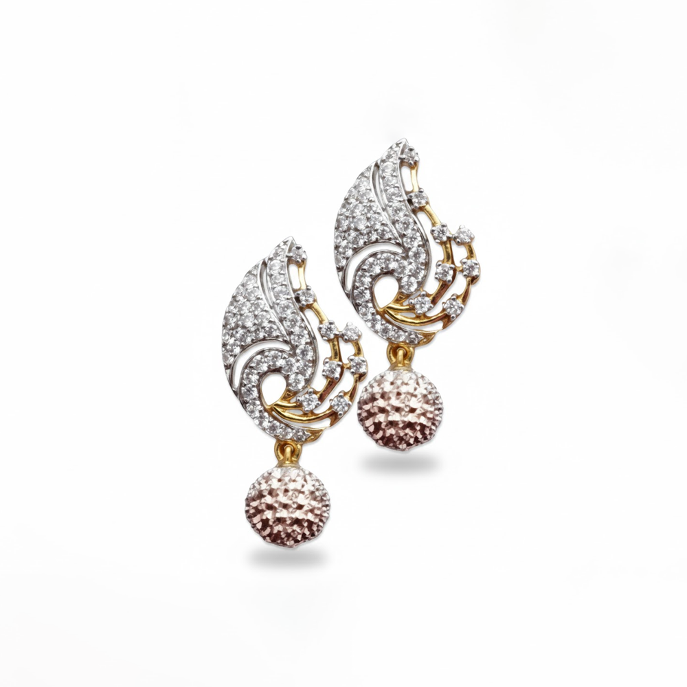 Peacock Studs with Ball Hanging Stones
