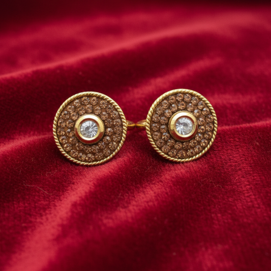 Red Stones Round with One Kundan Stone Toe Rings