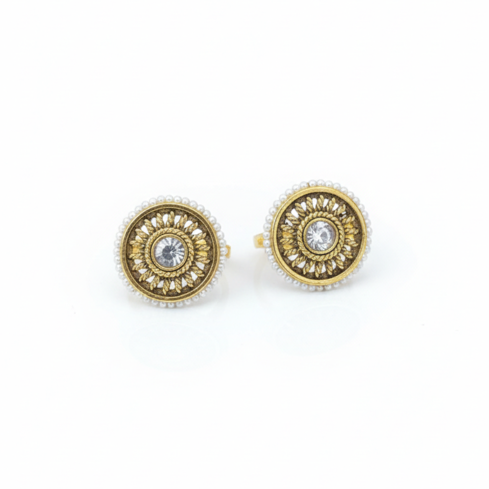 Antique Finish White Pearls Toe Rings
