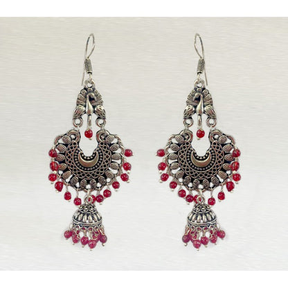 Oxidised Jhumkas with beads