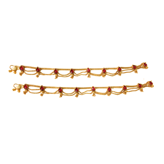 Gold plated with red stones anklet