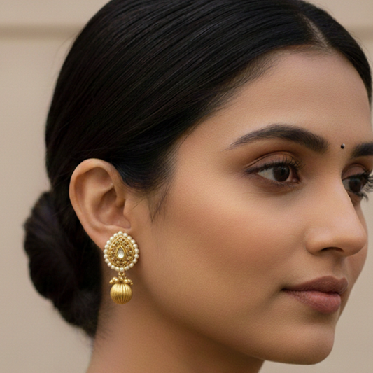 Antique Thilagam Drops with Hanging Bead and Pearls