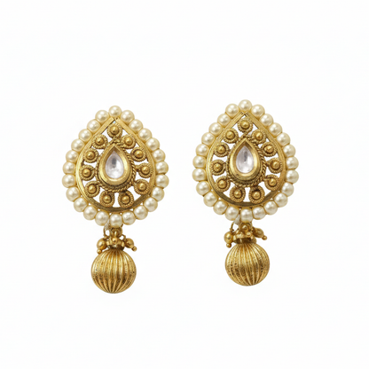 Antique Thilagam Drops with Hanging Bead and Pearls