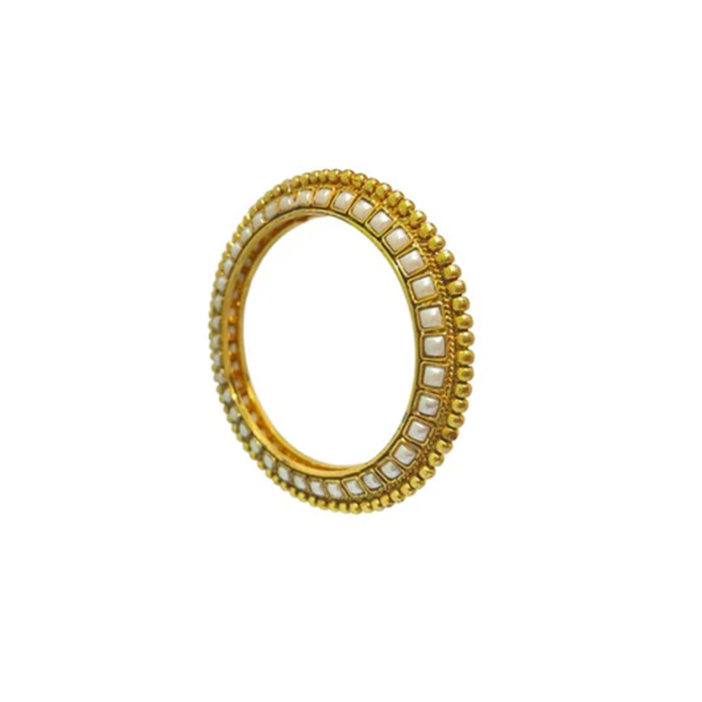 Gold Plated Bangle With White Stones