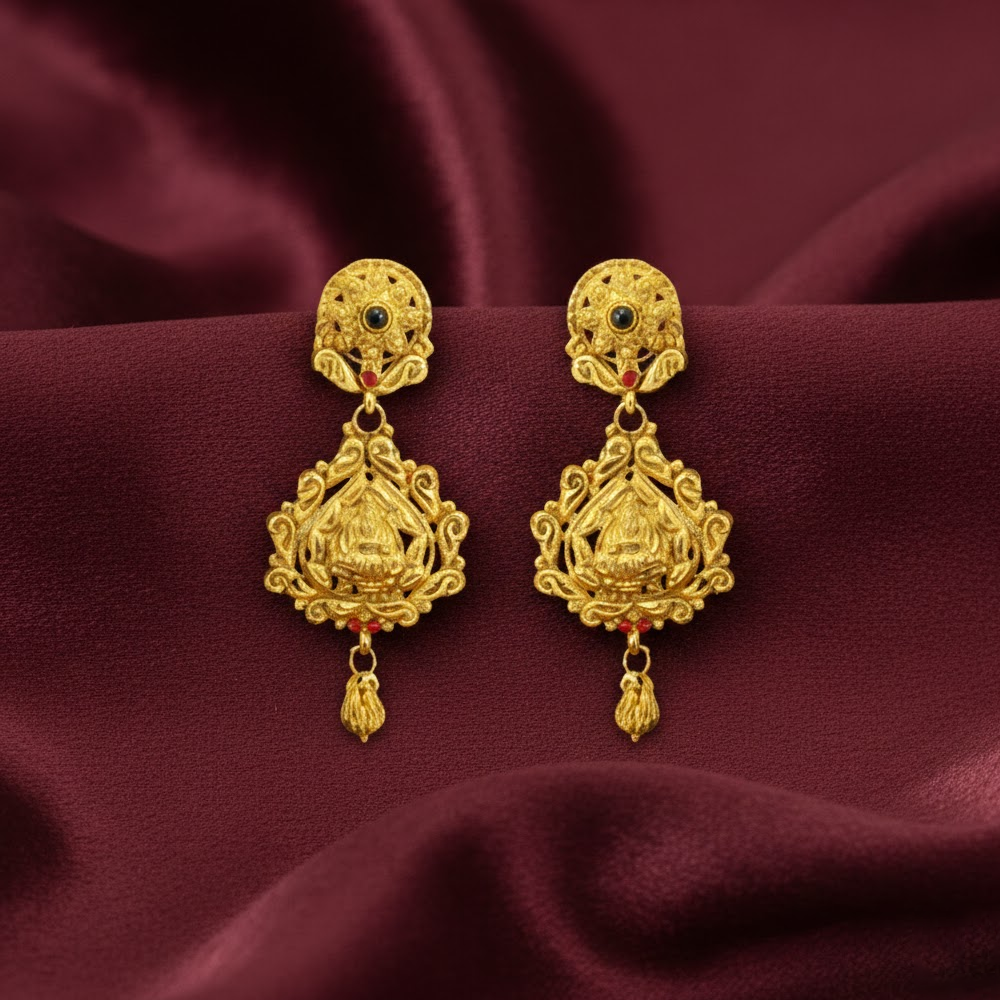 Gold Plated Drop Lakshmi Design with Red Design