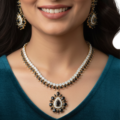 Amber Luxe Artificial Stone Jewellery Set – Trendy Party Wear