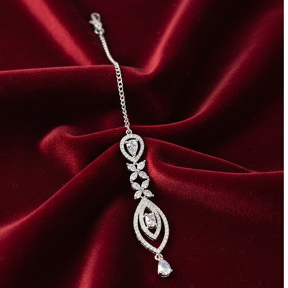 White Stones Maang Tikka with Beautiful Two Stars Design