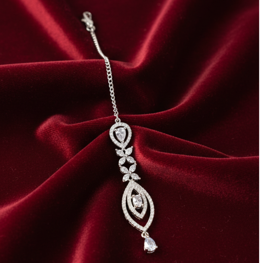 White Stones Maang Tikka with Beautiful Two Stars Design