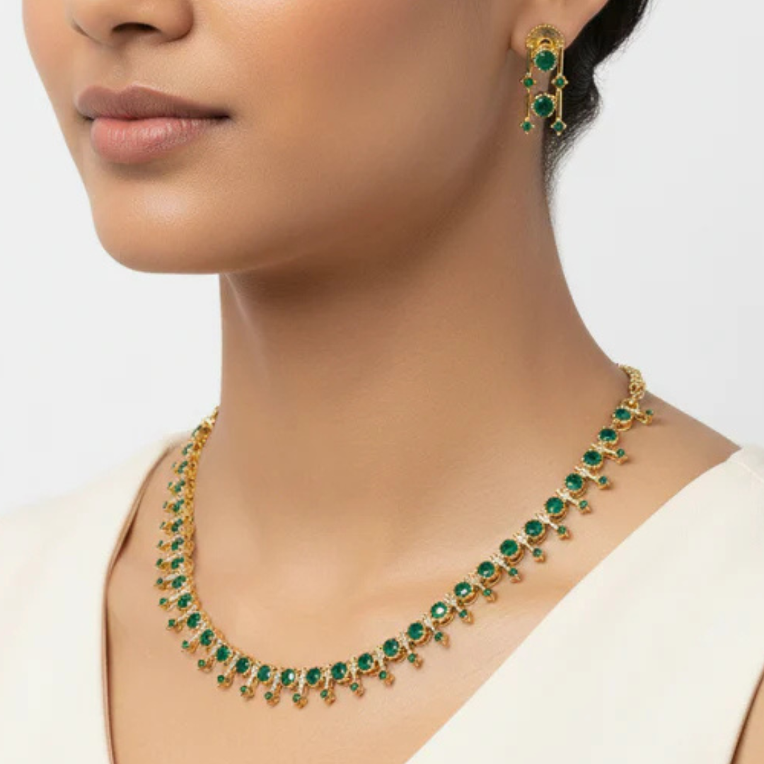 Royale Elegance Artificial Stone Jewellery Necklace Set