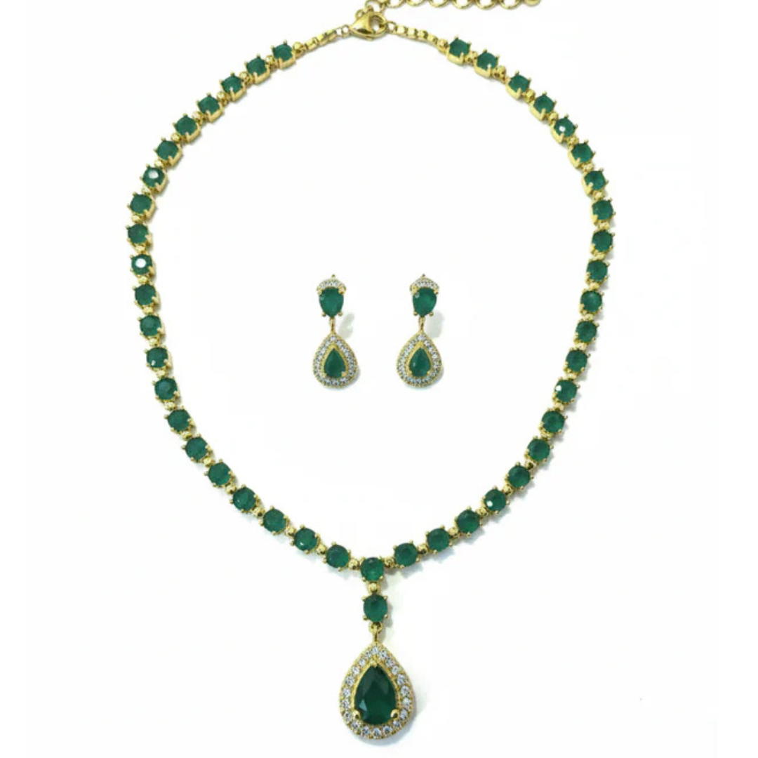 Green Glow Necklace Set – Artificial Stone Jewellery