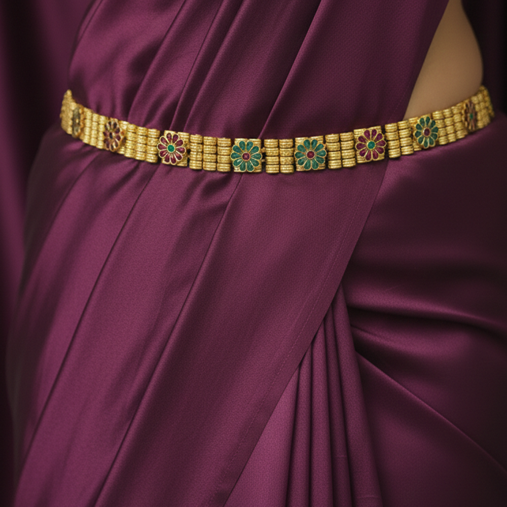 Red and Green Flowers Pattern Grand Hip Chain