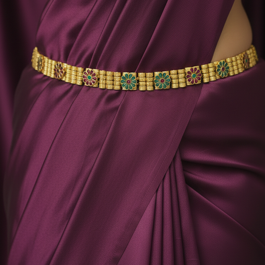 Red and Green Flowers Pattern Grand Hip Chain