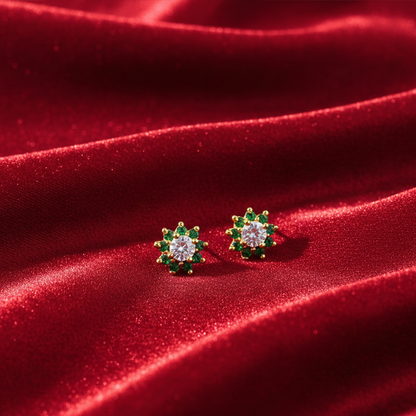 White and Green Stones Studs