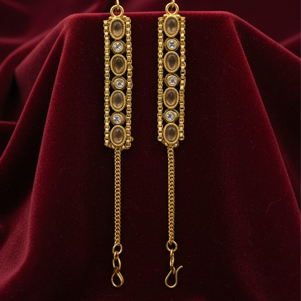 Kundan White & Gold Stone Ear Chain