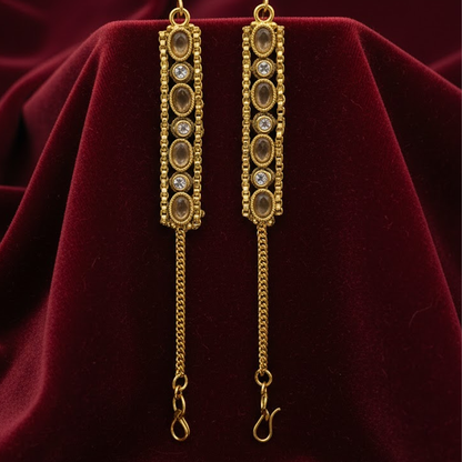 Kundan White & Gold Stone Ear Chain