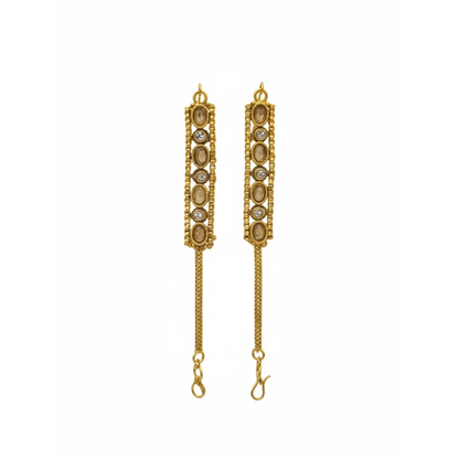 Kundan White & Gold Stone Ear Chain