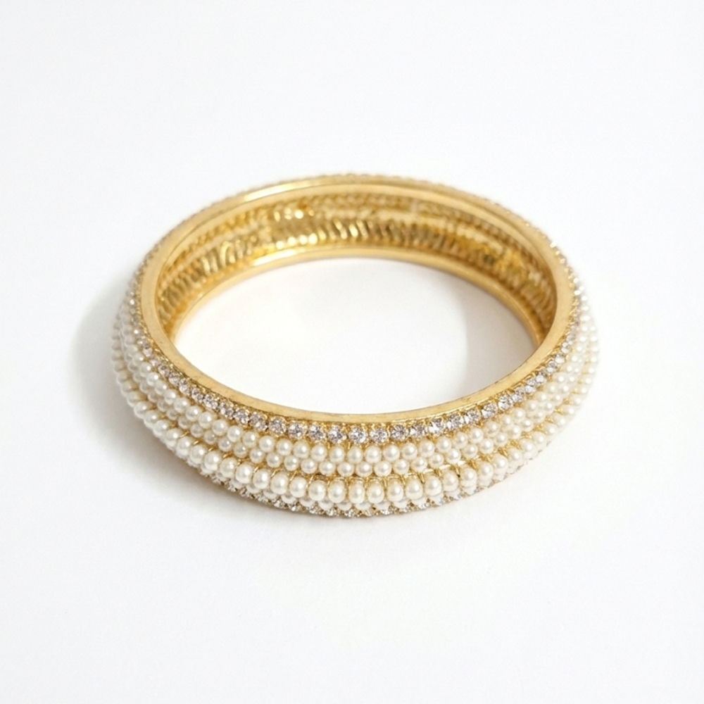 Single Piece Grand Pearls and Stones Bangle Kada