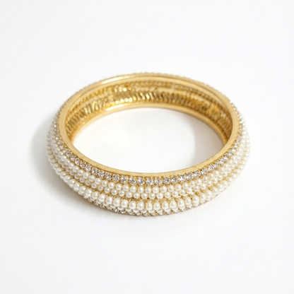 Single Piece Grand Pearls and Stones Bangle Kada