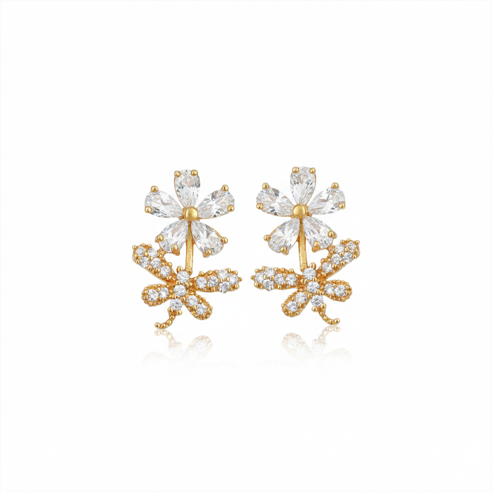 Flowers with Butterfly Model Studs