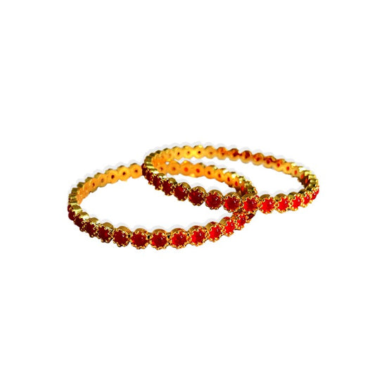 Gold plated with green and white stone bangles