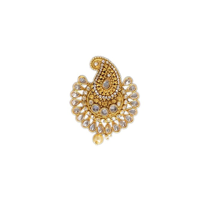 Gold Plated Hair Jewelry Manga design with white stone