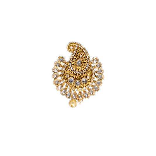 Gold Plated Hair Jewelry Manga design with white stone
