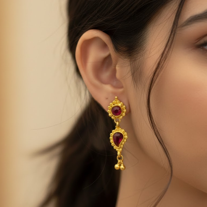 Gold Plated Manga Hanging with Red Stones