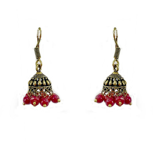 Oxidised small jhumka with beads