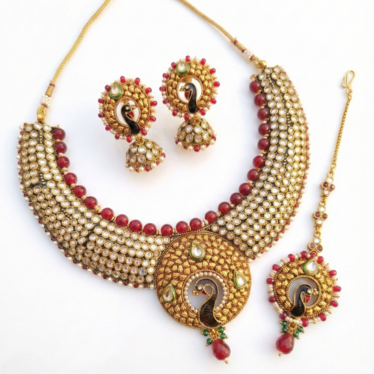 Kundan Stones Grand Peacock Choker