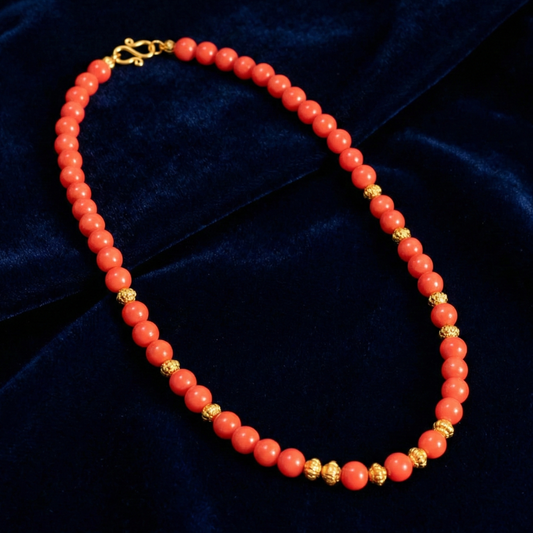 Red & Golden Beads Close Neck Chain