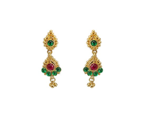 Gold Plated drops Green Stone