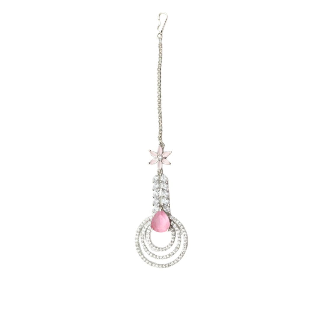 Maang Tikka With White and Color Stones