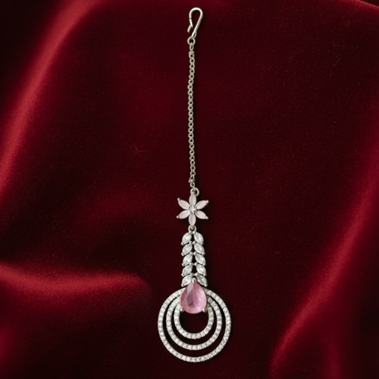 Maang Tikka With White and Color Stones