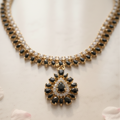 Amber Luxe Artificial Stone Jewellery Set – Trendy Party Wear