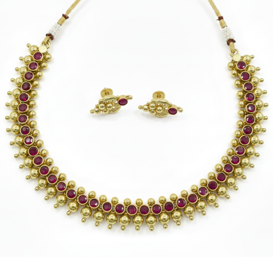 Kemp  Artificial Stone Traditional Gold Plated Necklace