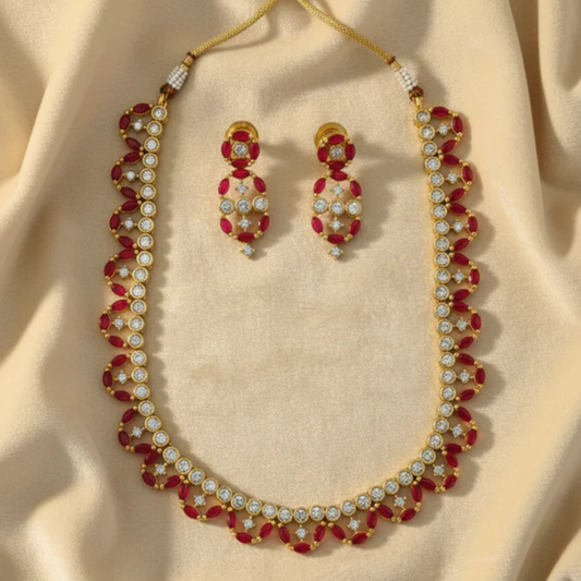 Elegance Curved & Cute Crystal Set - Artificial Stone Jewellery