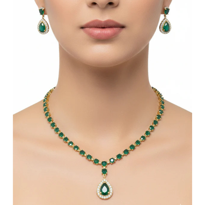 Green Glow Necklace Set – Artificial Stone Jewellery