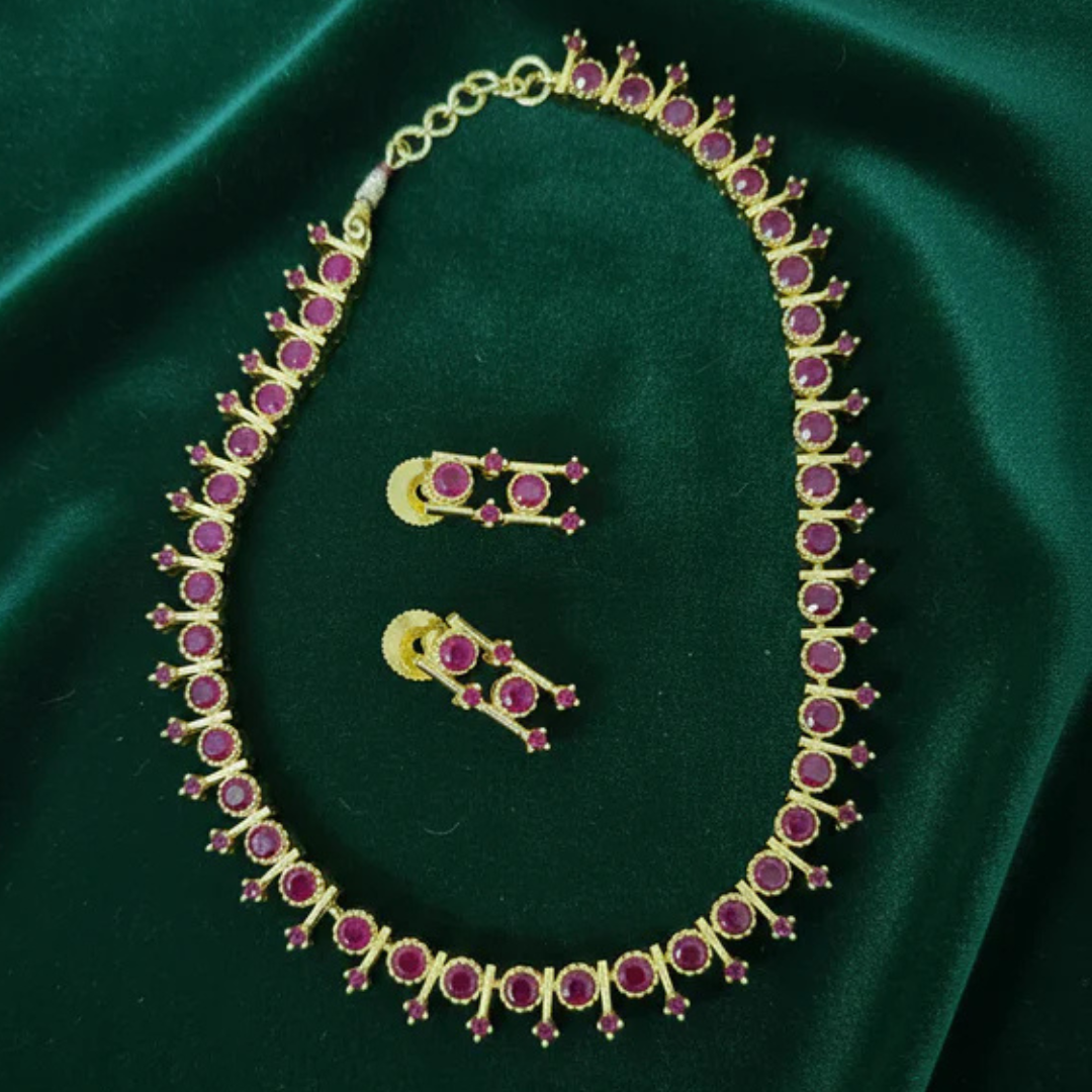 Royale Elegance Artificial Stone Jewellery Necklace Set