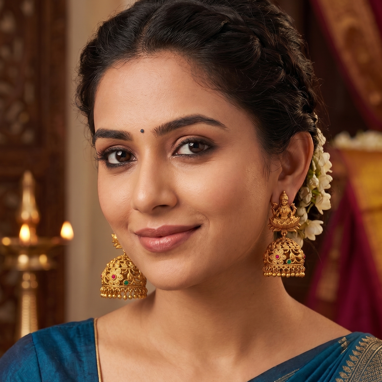Lakshmi Temple Jhumka Earrings