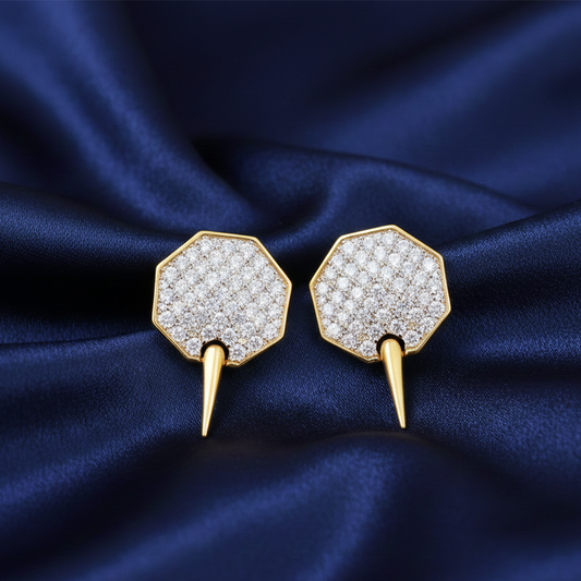 White Stones Hexagon Studs
