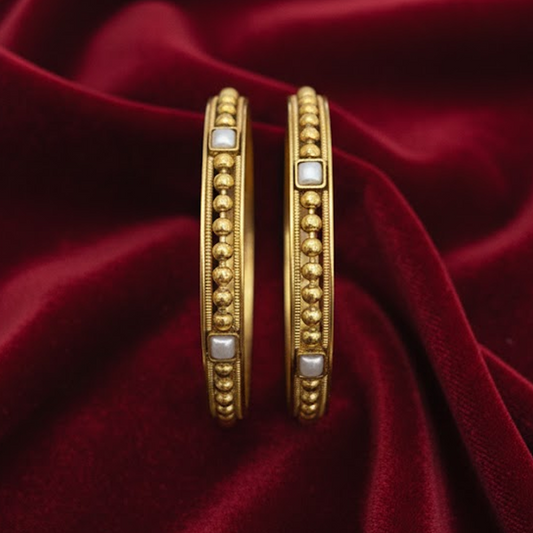 Square Pearl Placed Pair Bangles